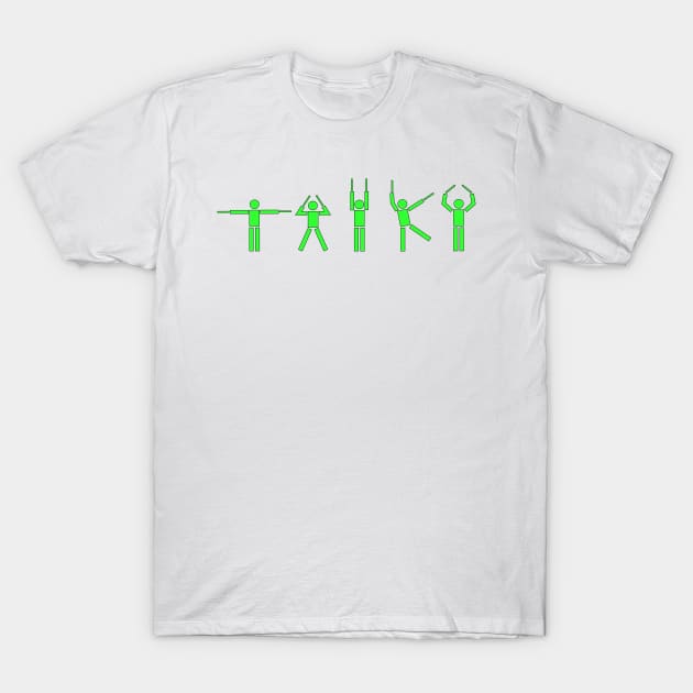 Taiko People green w border T-Shirt by Austin Taiko